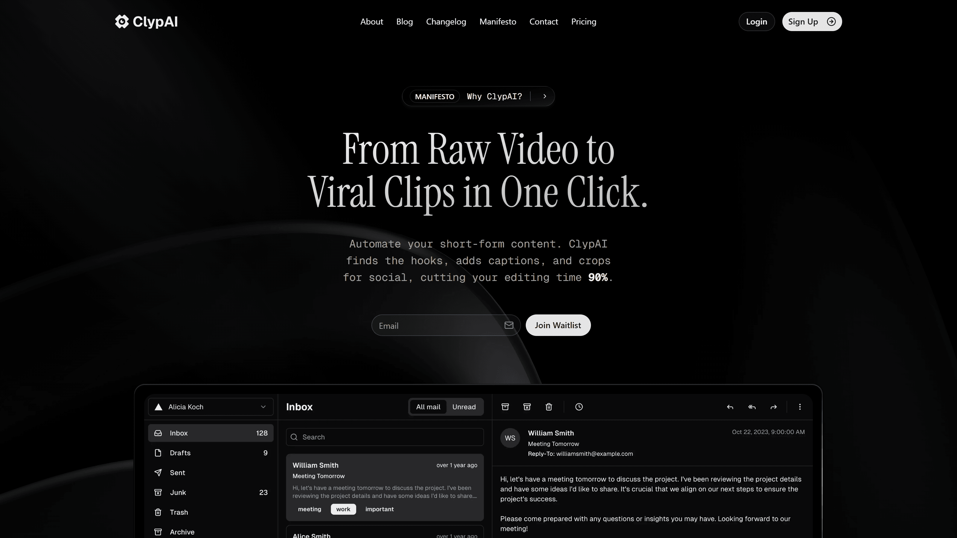 ClypAI app screenshot — dark theme